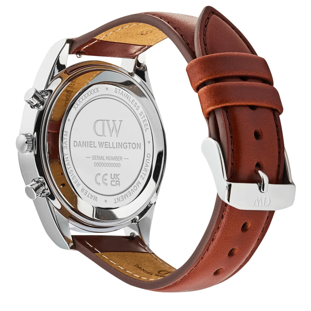 Daniel Wellington Iconic Tachymeter 42mm Chronograph Blue Dial Leather Mens Quartz Watch DW00100952