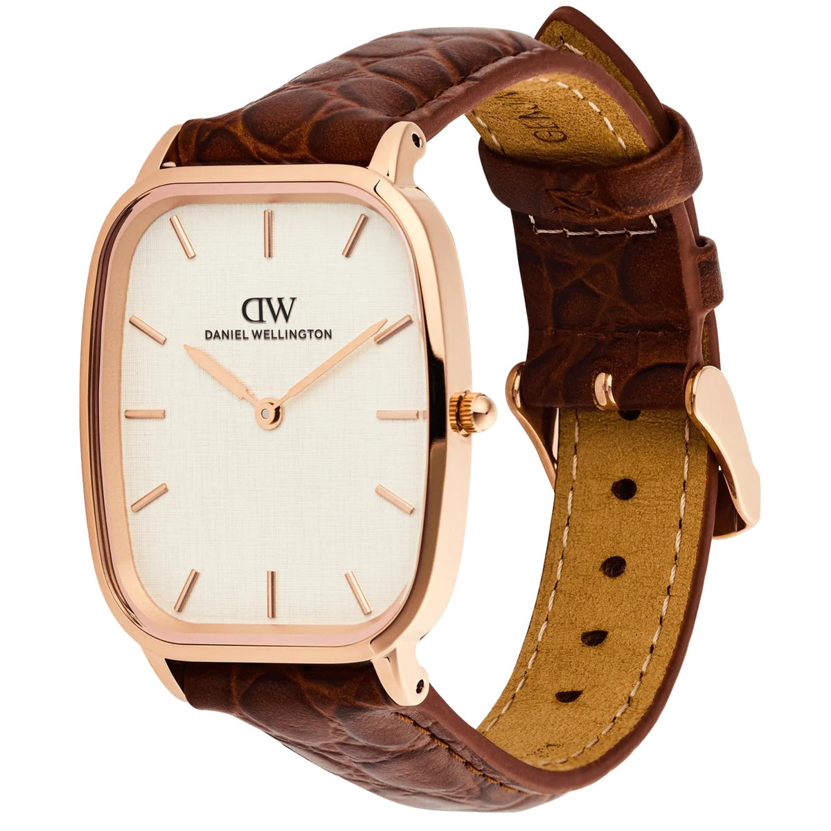Daniel Wellington Marlon 32mm Rose Gold Dial Rose Gold-Tone Steel Leather Ladies Quartz Watch DW00100955