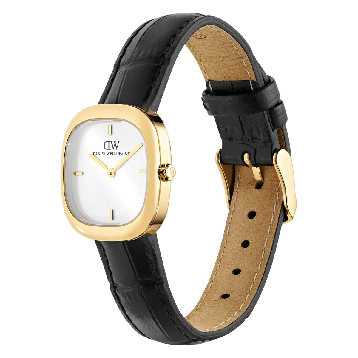 Daniel Wellington Corta 24mm White Dial Yellow Gold-Tone Steel Leather Ladies Quartz Watch DW00100995