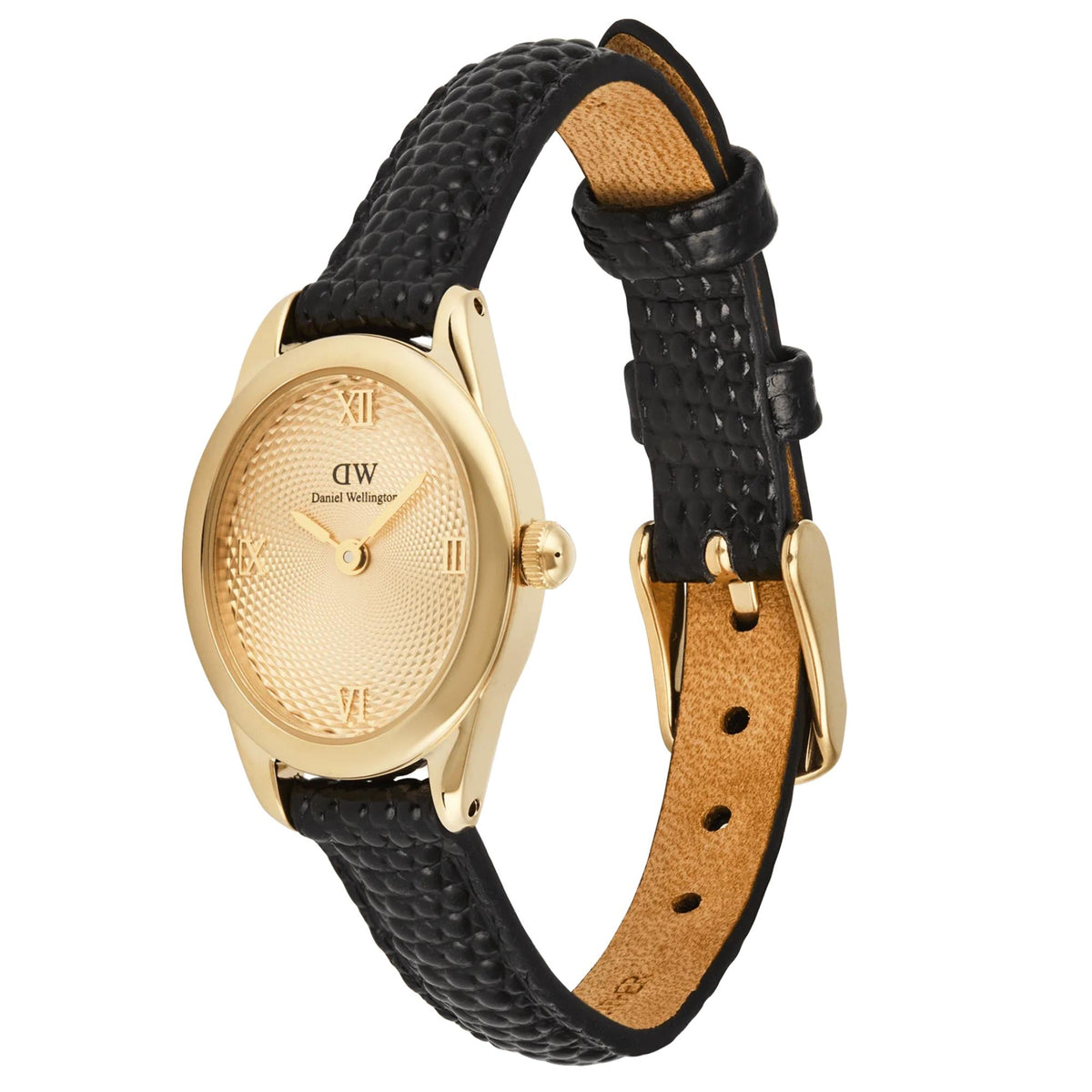 Daniel Wellington Ophelia Mini 22mm Gold Dial Yellow Gold-Tone Steel Leather Ladies Quartz Watch DW00100897