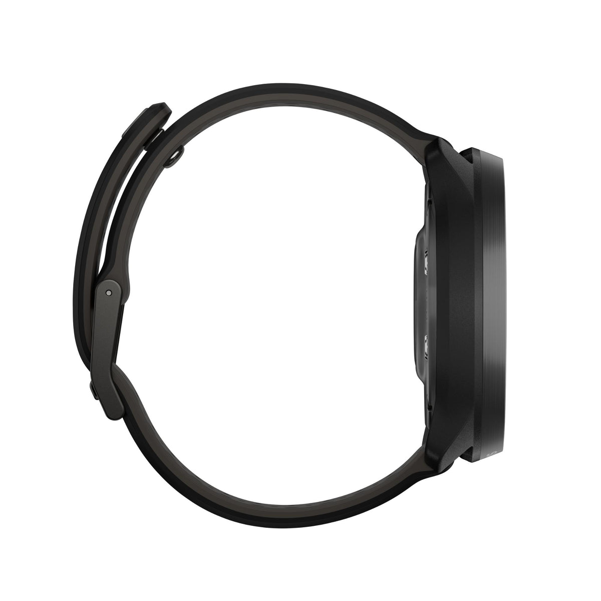 Suunto Race 3S SS051645000 side view displaying black titanium watch case profile and curved silicone strap