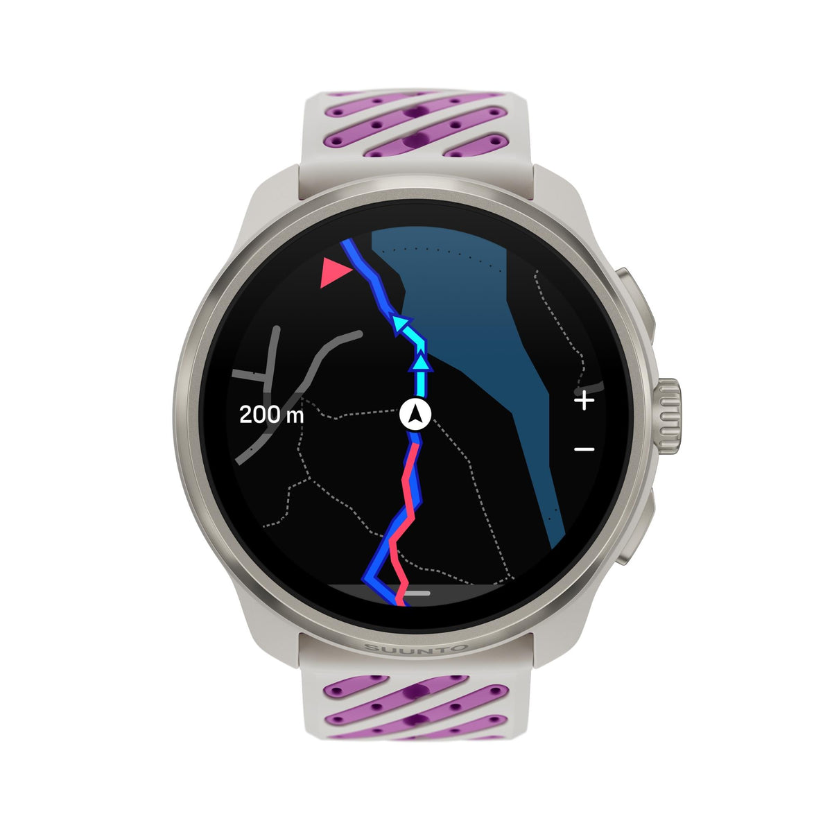 Suunto Race 3S SS051647000 front view displaying GPS route navigation interface on digital screen
