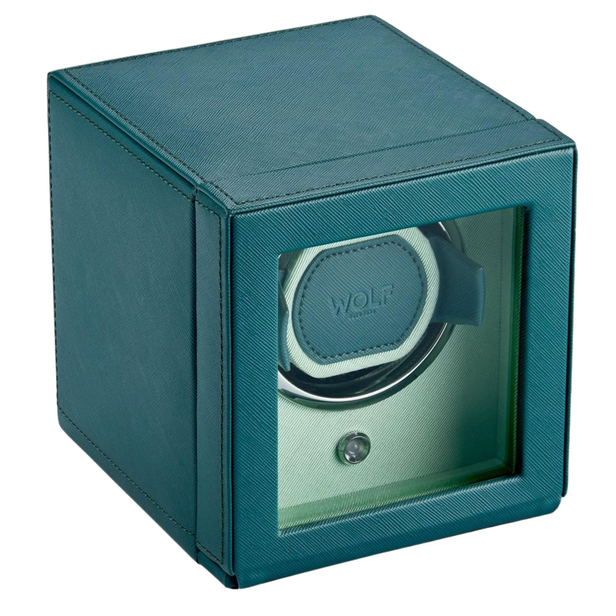 WOLF Cub Seltzer Teal Single Watch Winder with Cover 461140