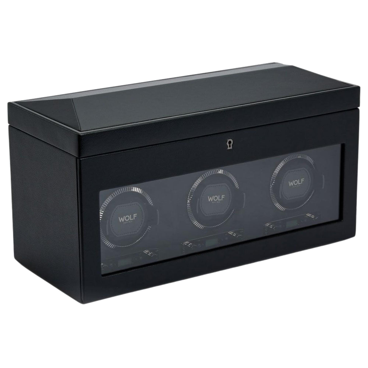 WOLF British Racing Black Triple Watch Winder with Storage 792302