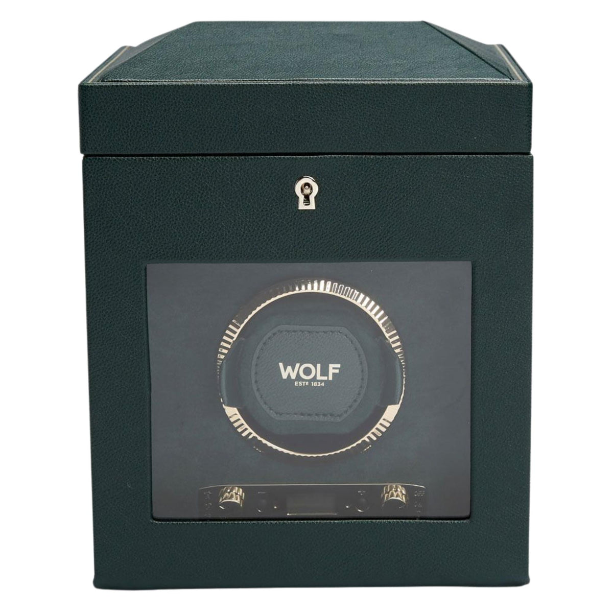 WOLF British Racing Green Single Watch Winder with Storage 792141