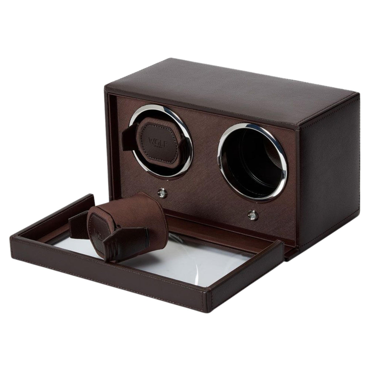 WOLF Cub Brown Double Watch Winder with Cover 461206