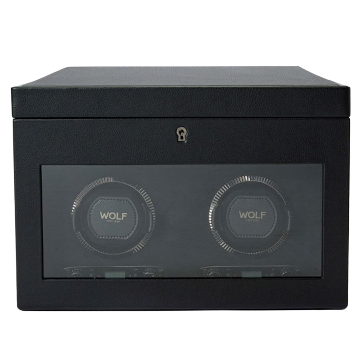 WOLF British Racing Black Double Watch Winder with Storage 792202