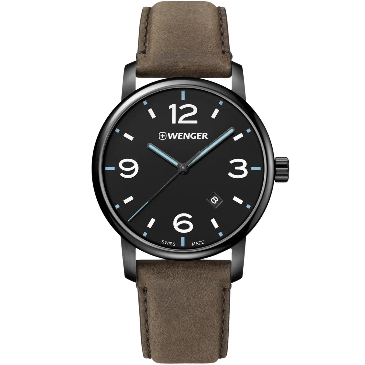 Wenger Urban Metropolitan 42mm Black Dial Leather Mens Quartz Watch 01.1741.135