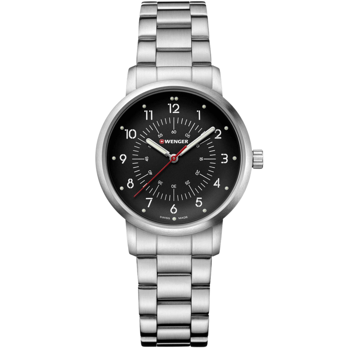 Wenger Avenue 35mm Black Dial Steel Ladies Quartz Watch 01.1621.114