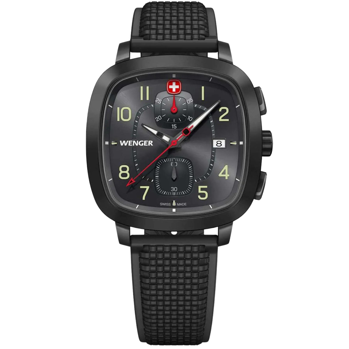 Wenger Vintage Sport 39.5mm Chronograph Grey Dial Silicone Mens Quartz Watch 01.1933.114