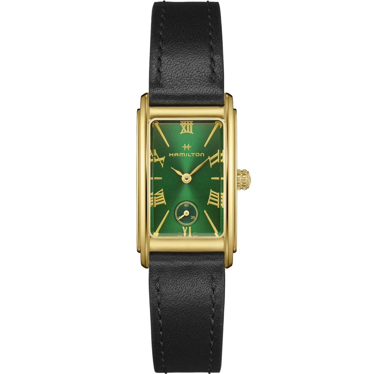 Hamilton American Classic Ardmore 19mm Green Dial Yellow Gold-Tone Steel Leather Ladies Quartz Watch H11261760