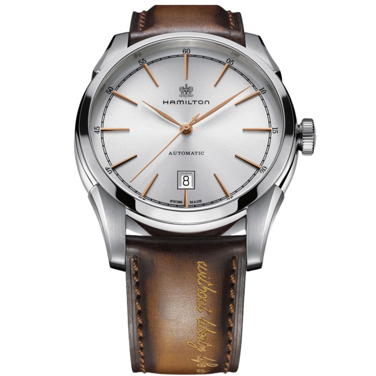 Hamilton American Classic Spirit of Liberty 42mm Silver Dial Leather Mens Automatic Watch H42415551