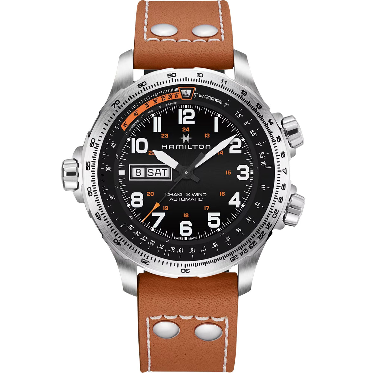 Hamilton Khaki Aviation X-Wind 45mm Black Dial Leather Mens Automatic Watch H77755533