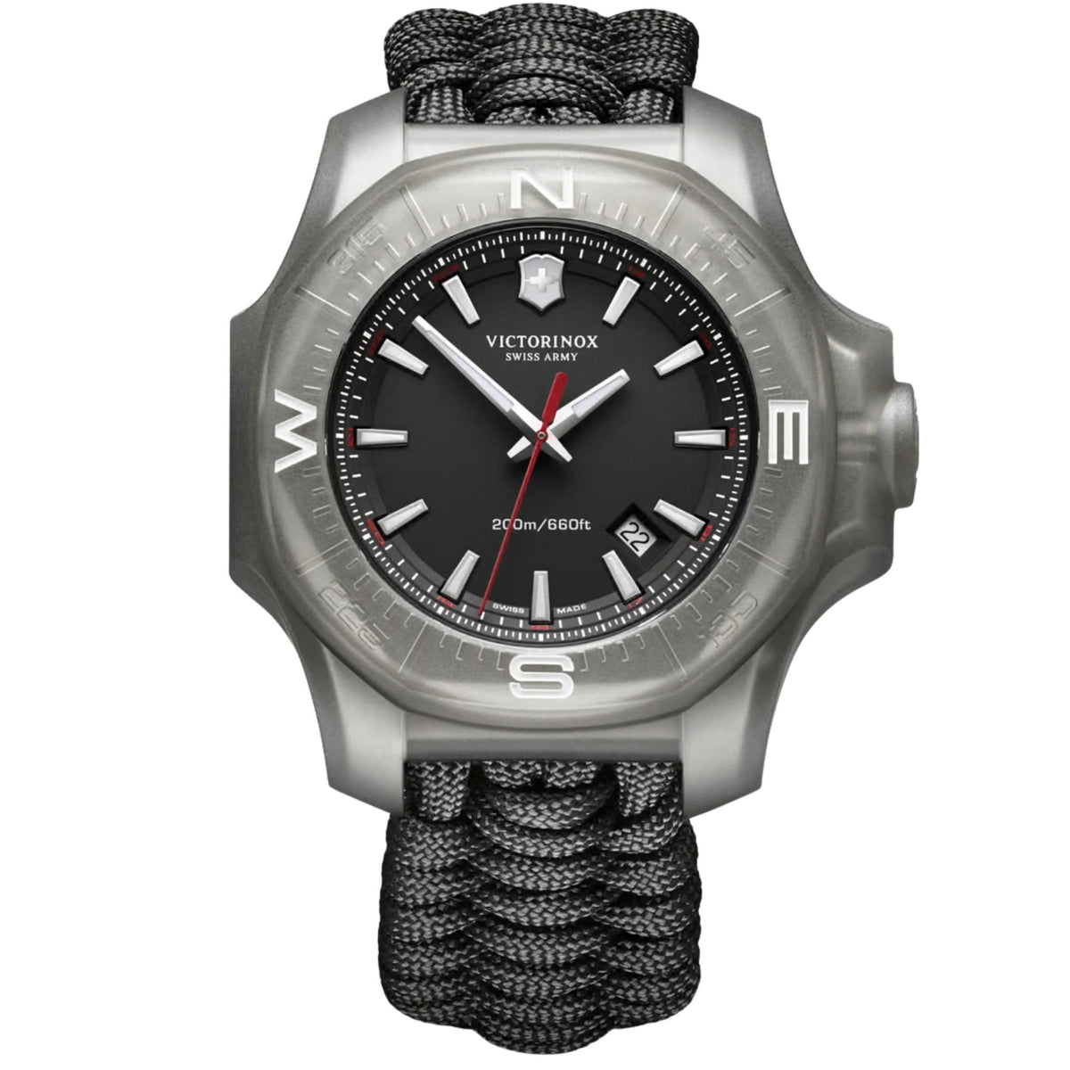 Victorinox I.N.O.X. 43mm Black Dial Paracord Mens Quartz Watch 241726