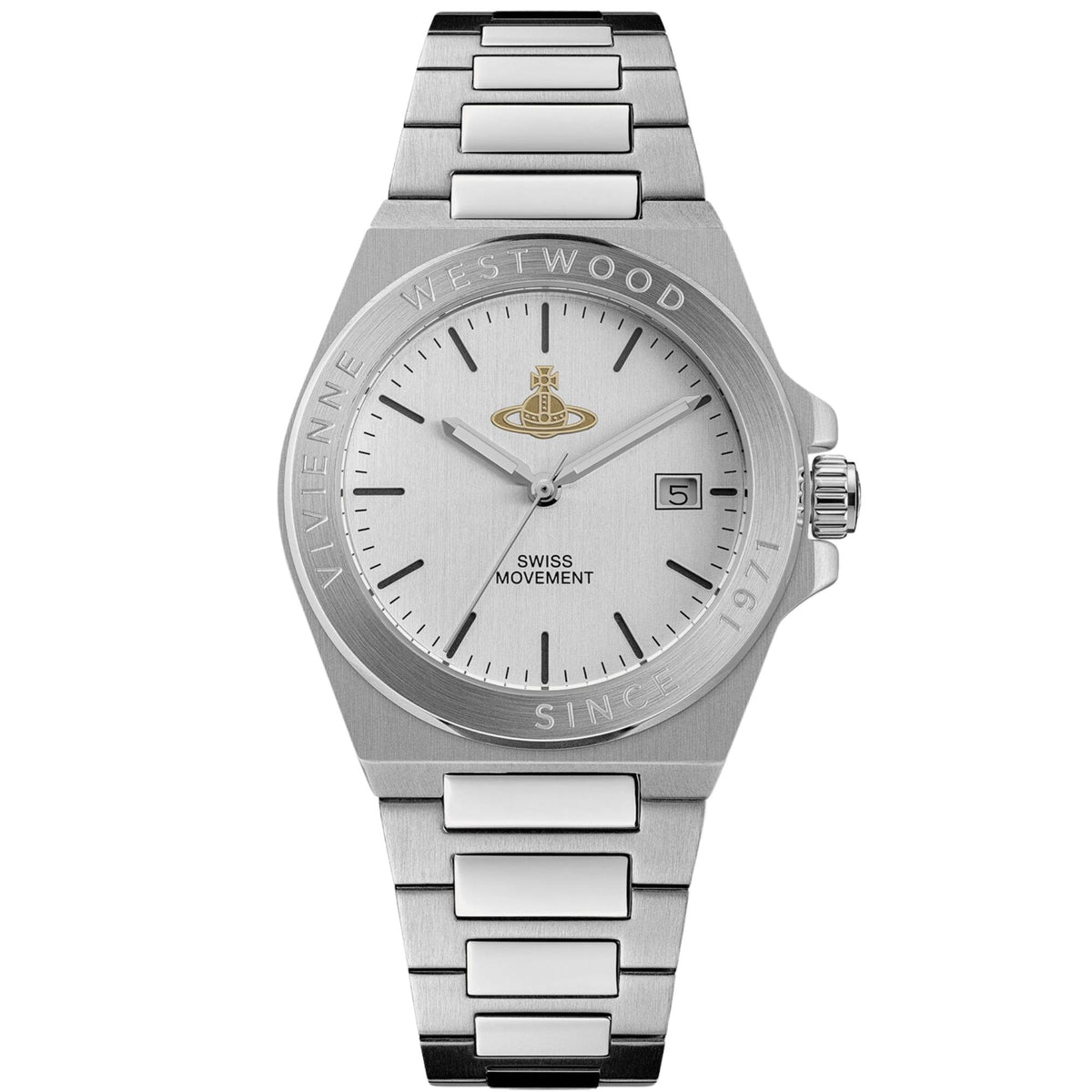 Vivienne Westwood The Hanwell 37mm Silver Dial Steel Quartz Watch VV335SLSL