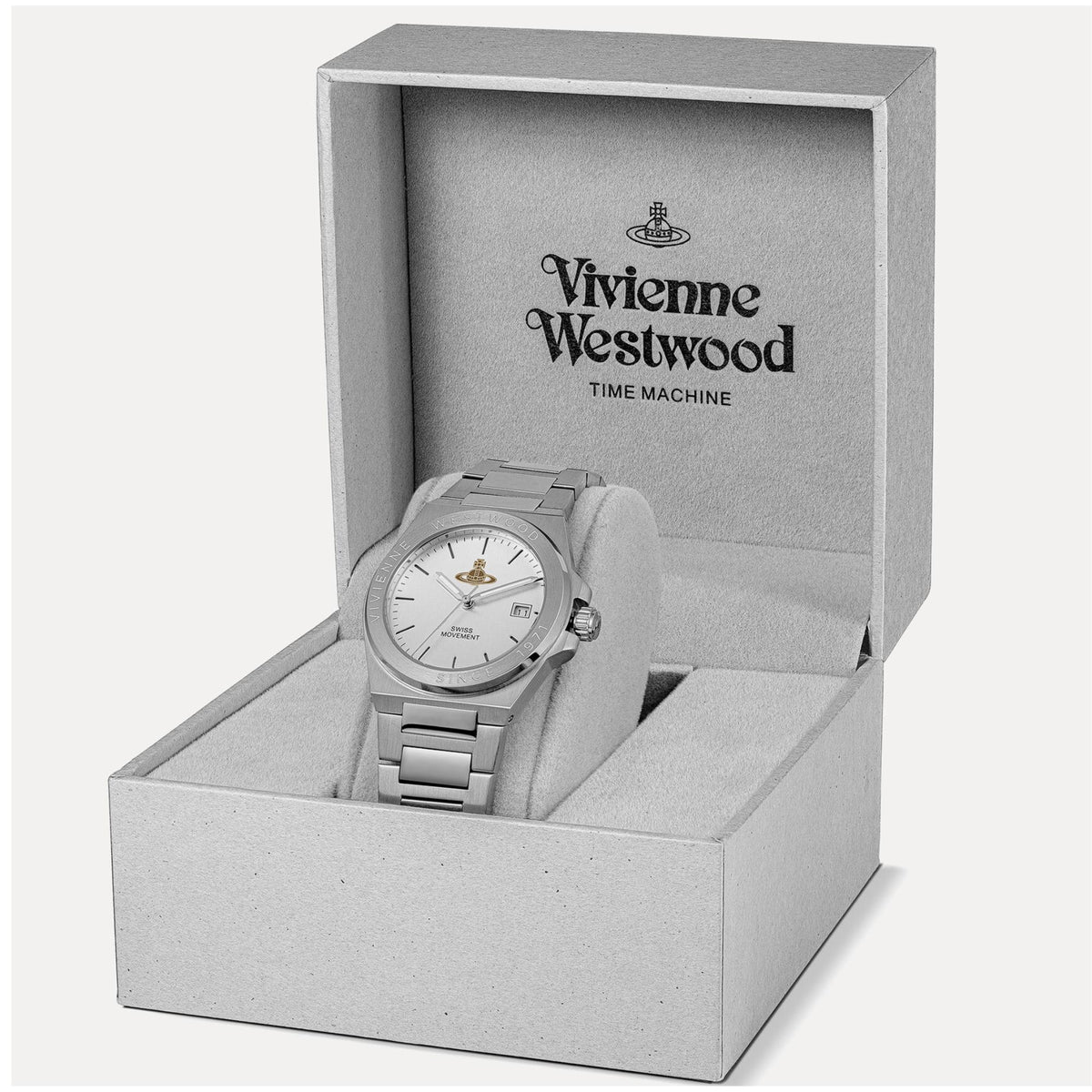 Vivienne Westwood The Hanwell 37mm Silver Dial Steel Quartz Watch VV335SLSL