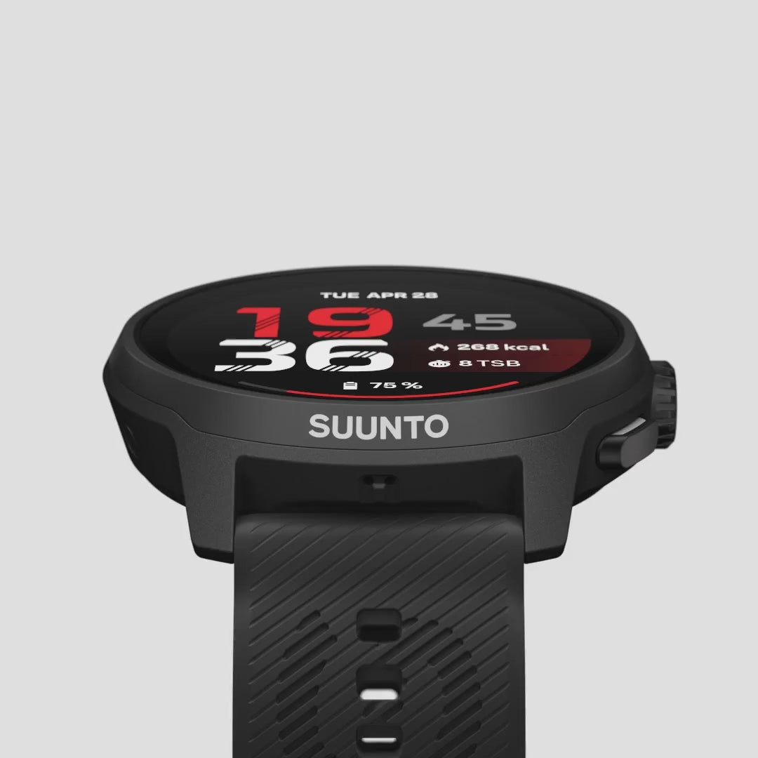 Suunto Run 2 SS051723000 top edge view highlighting case profile and engraved brand logo