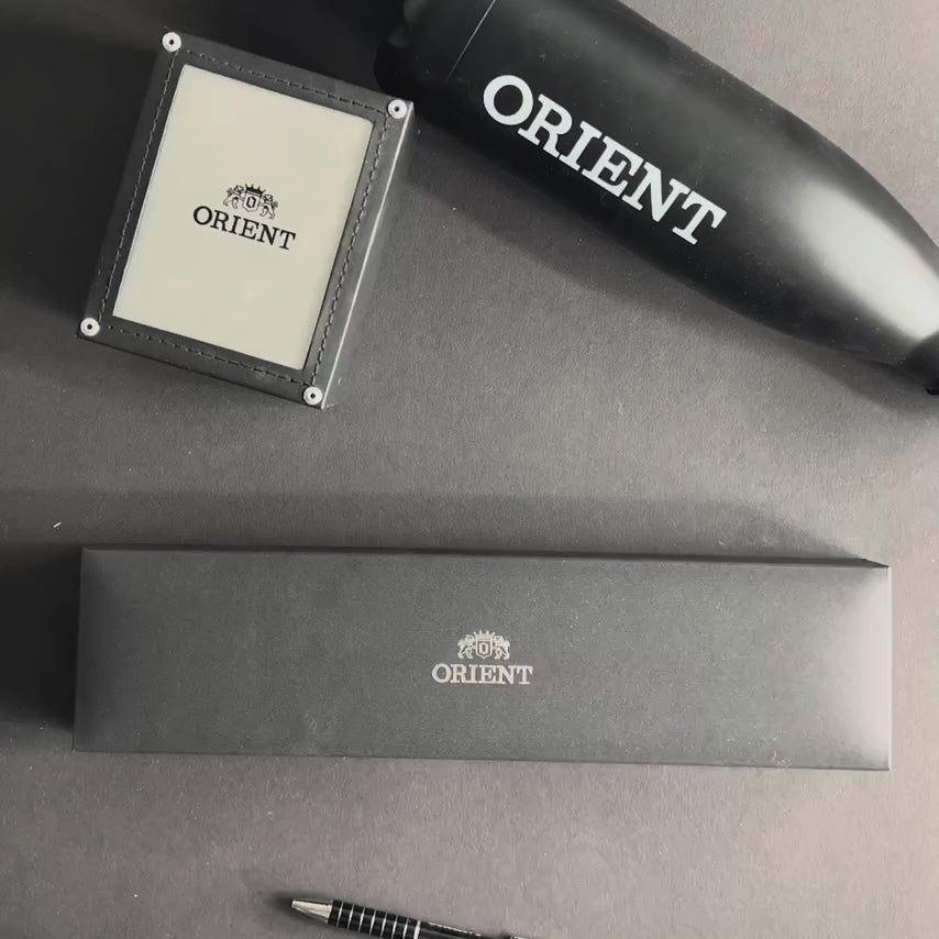 Official branded presentation box and accessories for Orient Bambino RA-AK0807R30B mens wrist watch