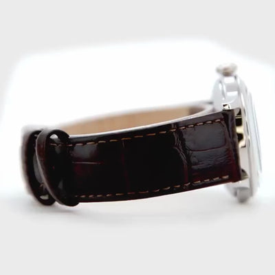 Orient Bambino 38mm green dial leather mens automatic watch RA-AP0102E30B showcasing its detail
