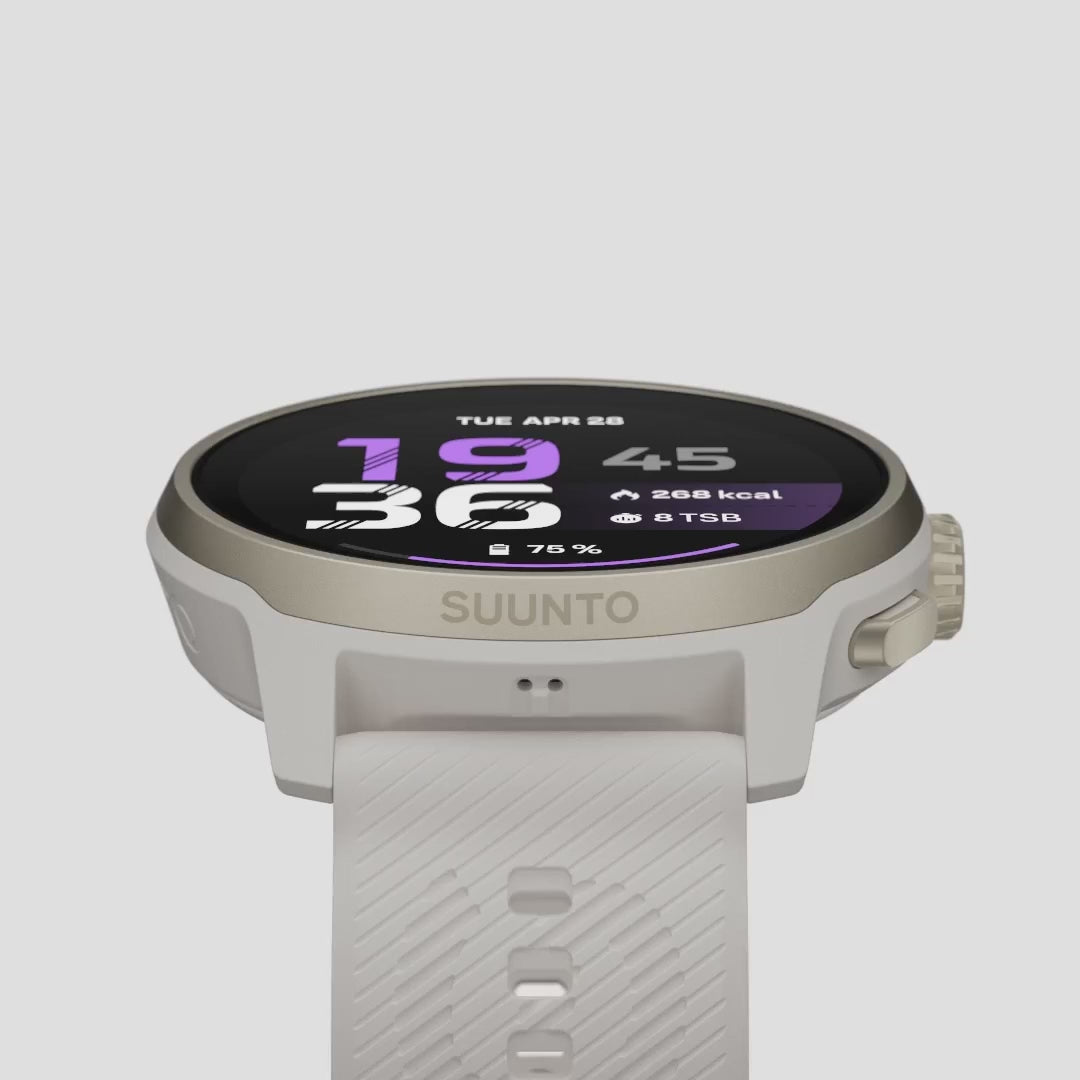 Suunto Run 2 SS051640000 high angle profile shot showing side buttons and strap texture