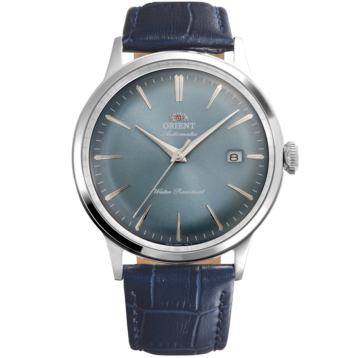 Orient Bambino 40.5mm Blue Dial Leather Strap automatic watch RA-AC0030L30B front view