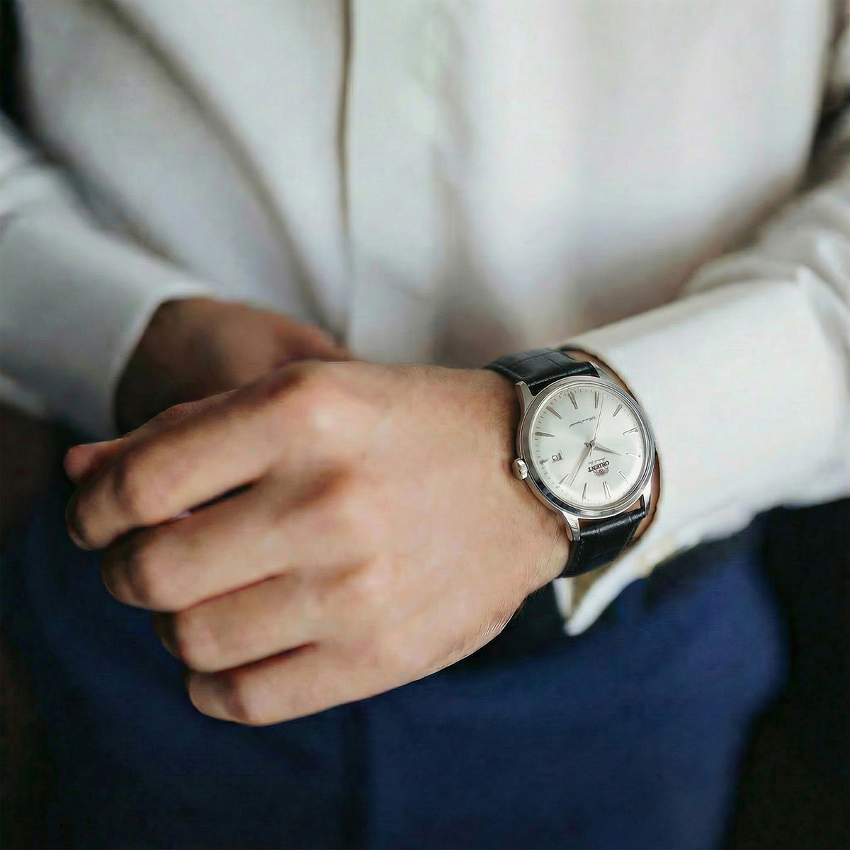 Orient Bambino RA-AC0031S30B automatic dress watch on wrist