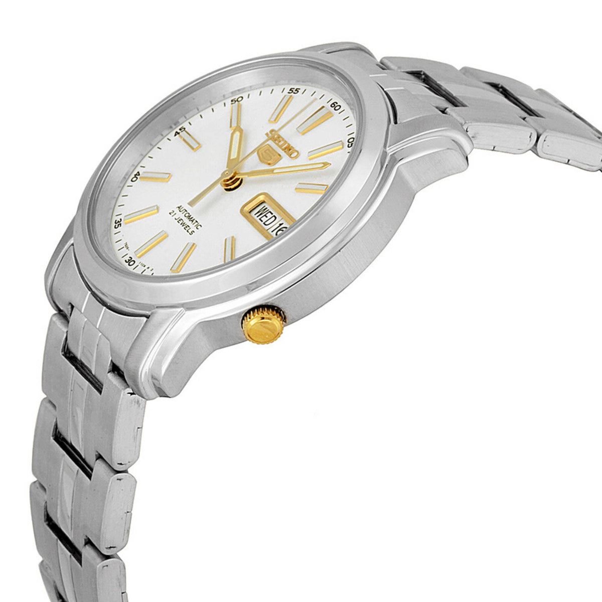 Seiko 5 Automatic SNKL77K1 white dial front view