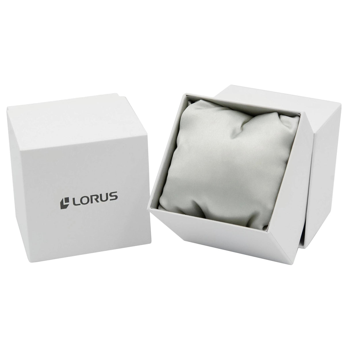 Lorus men's leather strap watch in open gift box