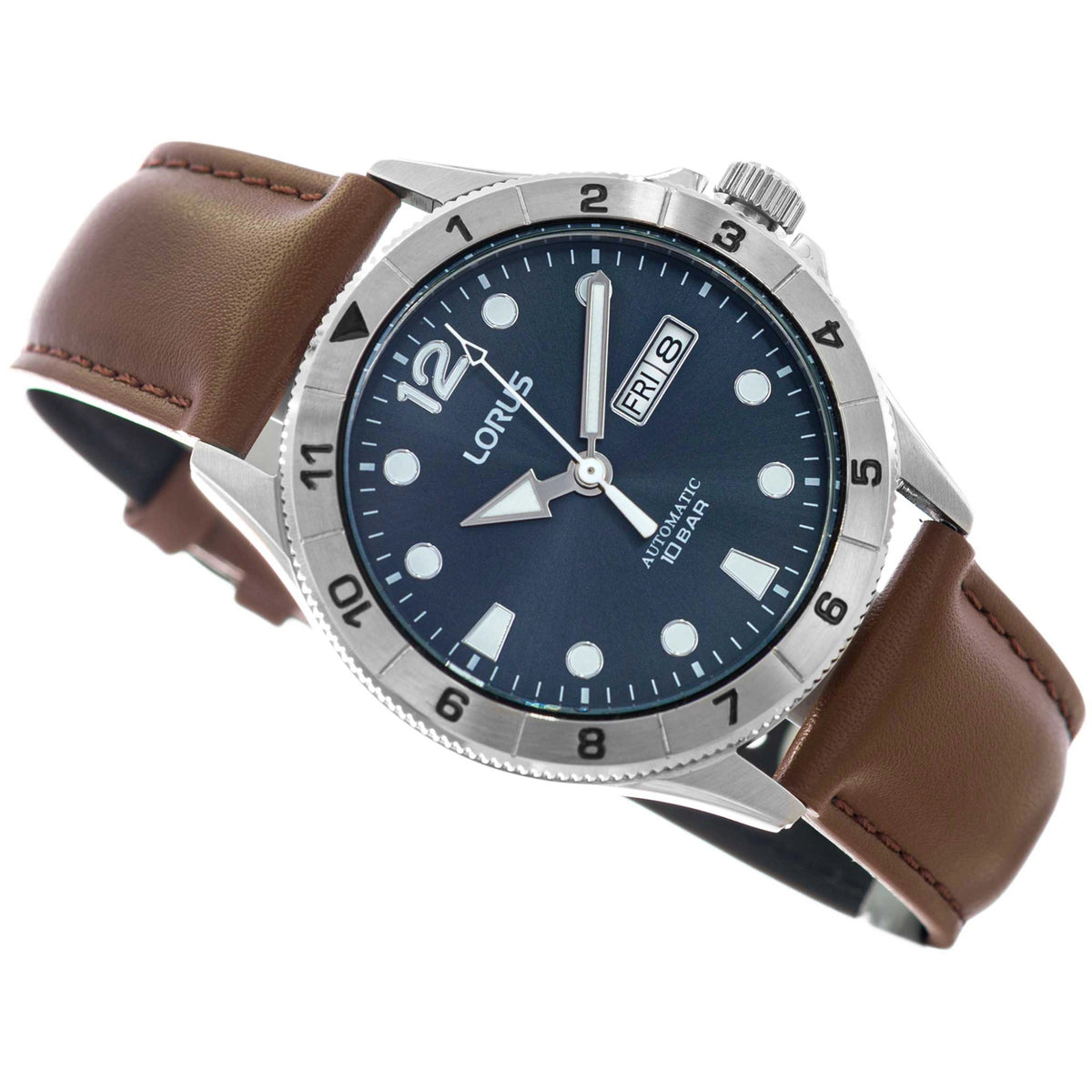 Lorus Sport Classic Blue Sunray Dial Leather Strap Mens Watch RL469BX9
