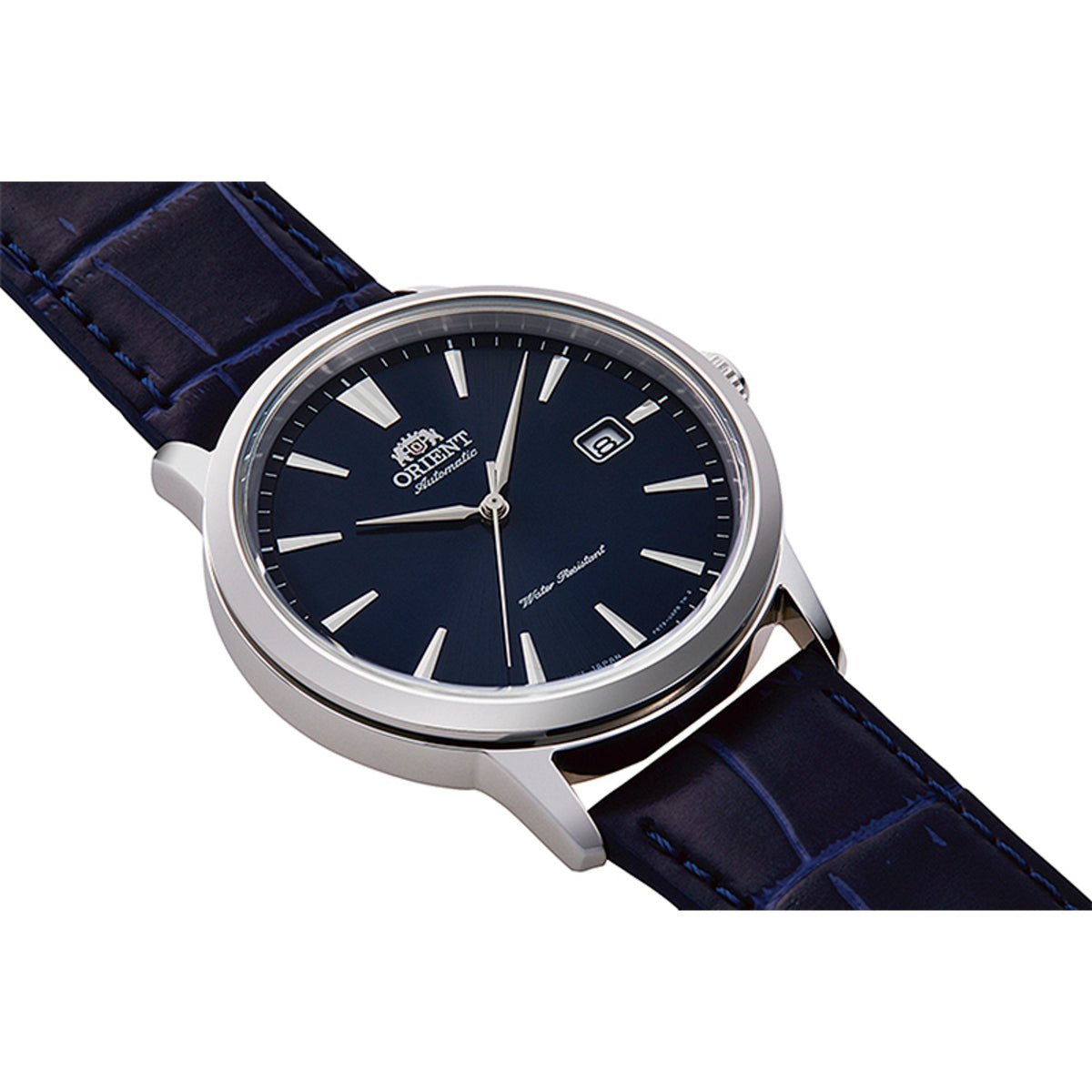 Orient Contemporary RA-AC0F06L30B blue leather strap side view